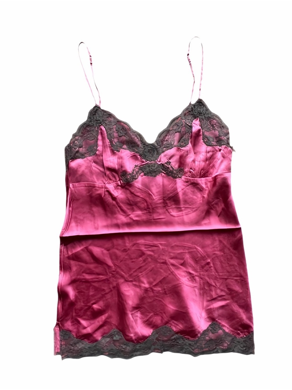 Gold Hawk Raspberry Pink Silk Lace Longline Camisole Medium NWT